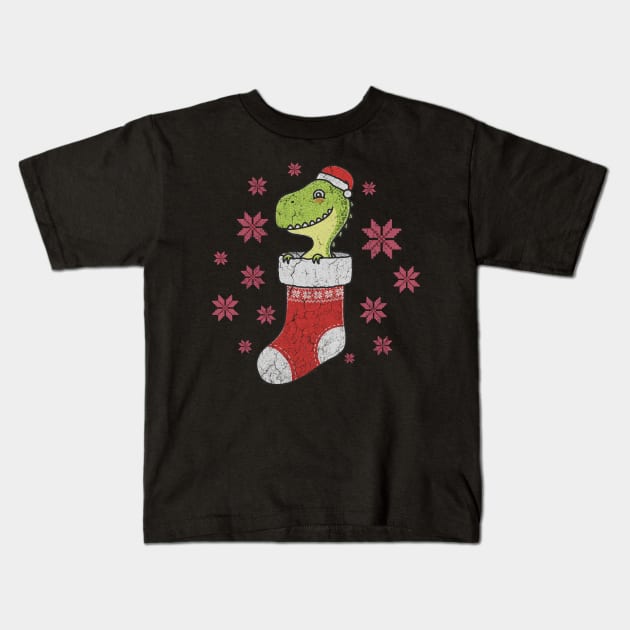 dino christmas Kids T-Shirt by Working Mens College